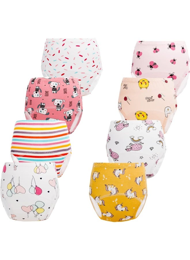 JackLoveBriefs Potty Training Pants for Girls, Toddler Learning Designs Training Underwear Pants(8 Packs, White, 3-4T, M)  - Image 1
