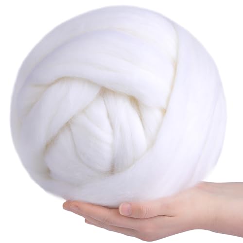 QMNNMA Wool Roving Bulk  882oz250g Super Wool Chunky Yarn Wool Roving Top for Needle Felting Soft Felting Wool Supplies for Hand Spinning Felting Blending Weaving and DIY Craft 