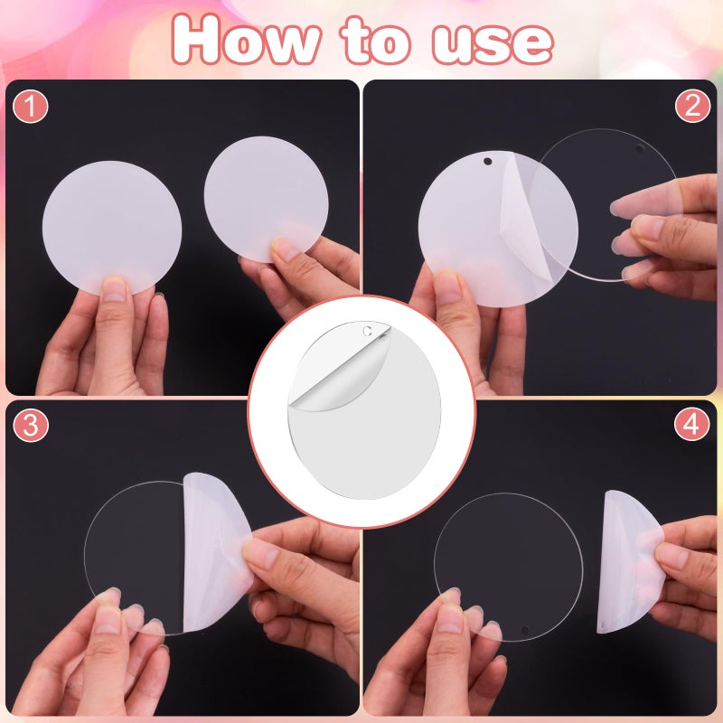 Yesweety 40PCS Acrylic Keychain Blanks, Clear Acrylic Ornaments Blanks Bulk Circles Blank Disc Blank with Hole for Vinyl DIY Keychain,Tags and Craft - Image 3