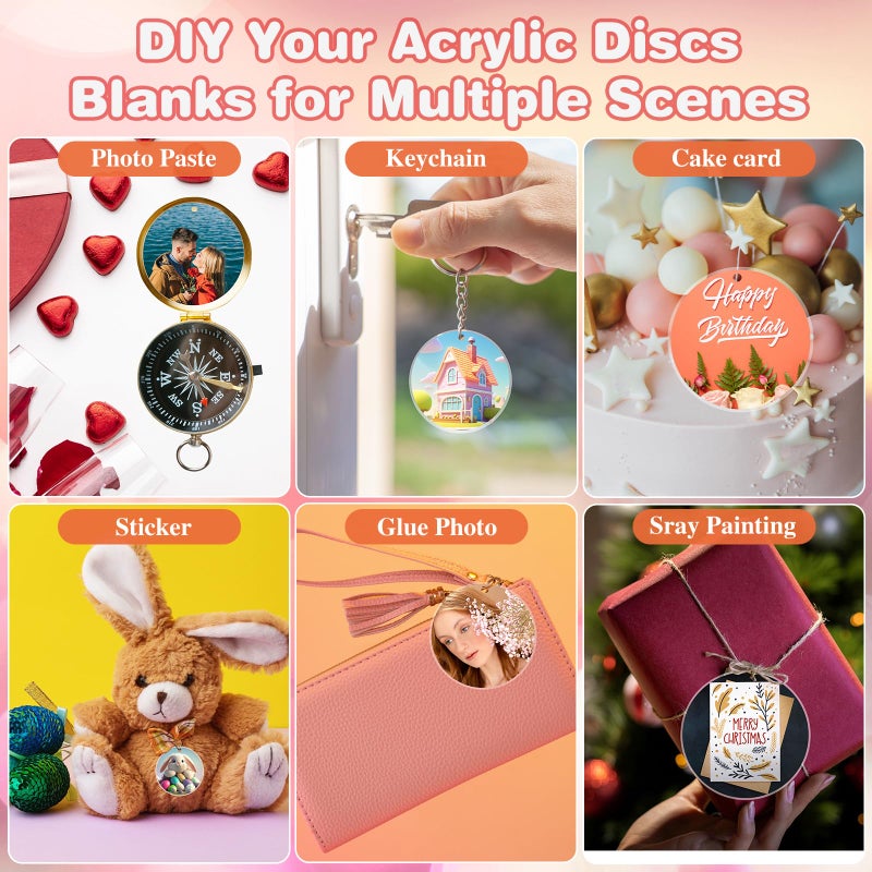 Yesweety 40PCS Acrylic Keychain Blanks, Clear Acrylic Ornaments Blanks Bulk Circles Blank Disc Blank with Hole for Vinyl DIY Keychain,Tags and Craft - Image 4