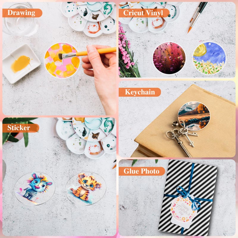 Yesweety 40PCS Acrylic Keychain Blanks, Clear Acrylic Ornaments Blanks Bulk Circles Blank Disc Blank with Hole for Vinyl DIY Keychain,Tags and Craft - Image 5