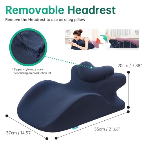MOONYOOY Memory Foam Ergonomic Wedge Pillow for Sleeping, Acid Reflux & GERD Relief - Elevation Bed Support Pillow for Back Pain, Post Surgery Recovery, Reading with Removable Washable Cover - Image 3