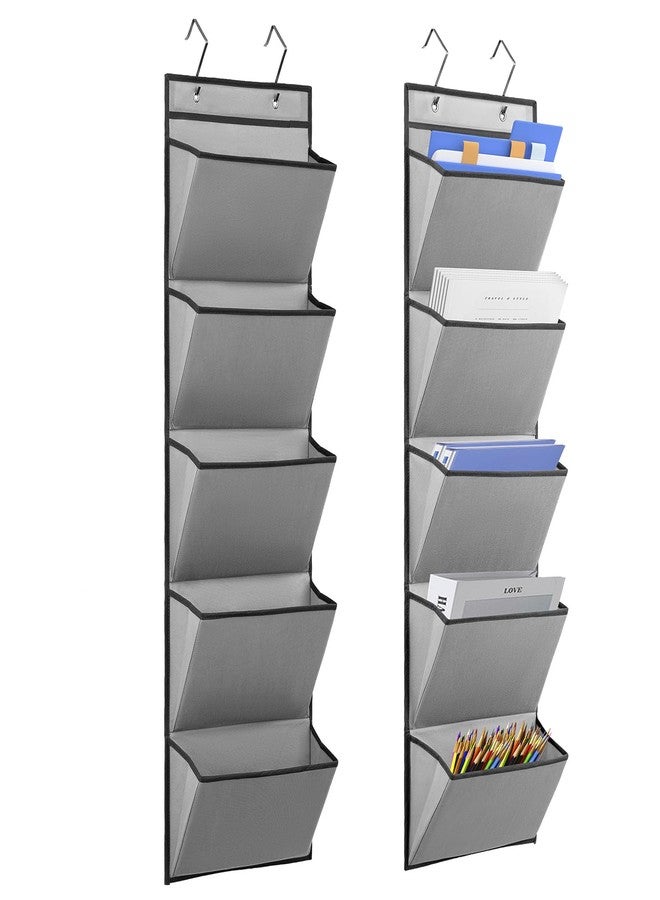 TEMUORG 2 Pcs Over the Door File Organizer Back to School Hanging File Holder Classroom Office Organization for Mails Papers Magazines and Books (5 Pockets) - Image 1
