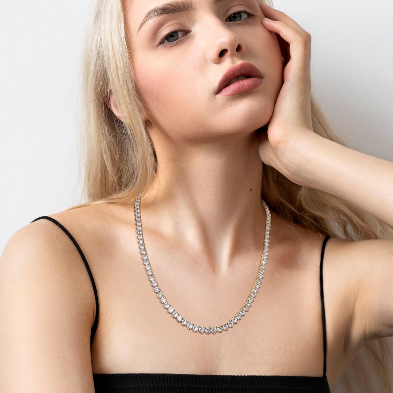 Kose Tennis Necklace 18K white/yellow Gold for Women and Men | 3 Prong Plated 5A 4.0mm Round Cubic Zirconia Cut Faux Diamond Tennis Chain (gold, 18in) - Image 5