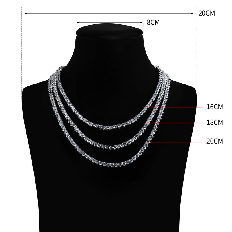 Kose Tennis Necklace 18K white/yellow Gold for Women and Men | 3 Prong Plated 5A 4.0mm Round Cubic Zirconia Cut Faux Diamond Tennis Chain (gold, 18in) - Image 2
