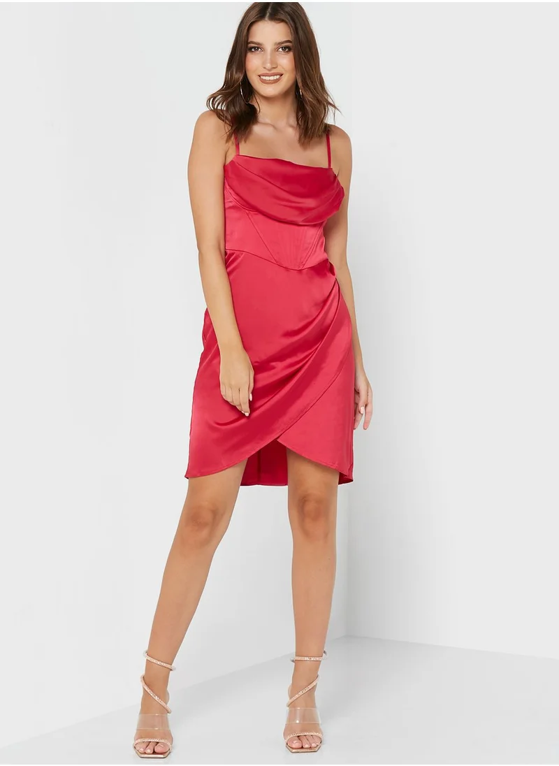 Chi-Chi London Asymmetrical Hem Wrap Dress