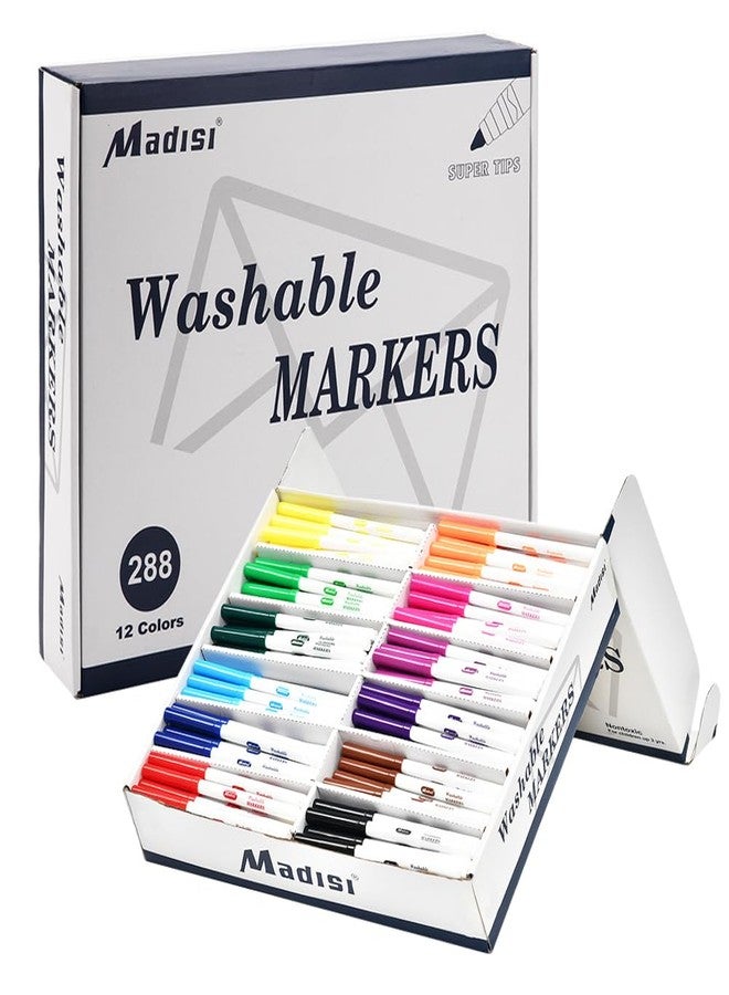 Madisi Washable Markers, Super Tips Markers, Assorted Colors, Classroom Bulk Pack, 288 Count - Image 1