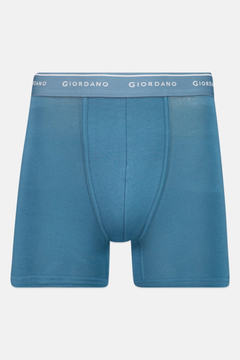 GIORDANO Men 2 Pieces Brand Logo Boxer Brief, Blue - Image 3