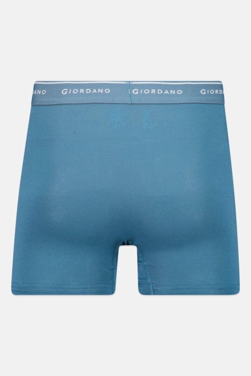 GIORDANO Men 2 Pieces Brand Logo Boxer Brief, Blue - Image 2