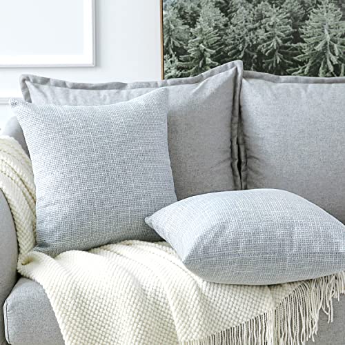 OTOSTAR Linen Throw Pillow Covers Set of 2 Decorative Square Pillowcases Cushion Covers 22x22 Inch for Home Decor Sofa Bedroom Car 55 x 55 CM Grey Blue (More Grey) - Image 4