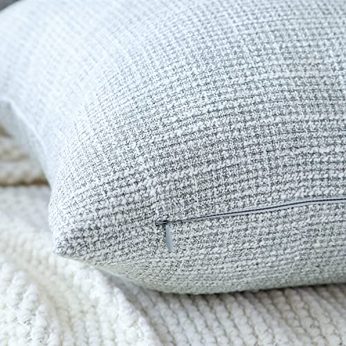 OTOSTAR Linen Throw Pillow Covers Set of 2 Decorative Square Pillowcases Cushion Covers 22x22 Inch for Home Decor Sofa Bedroom Car 55 x 55 CM Grey Blue (More Grey) - Image 3