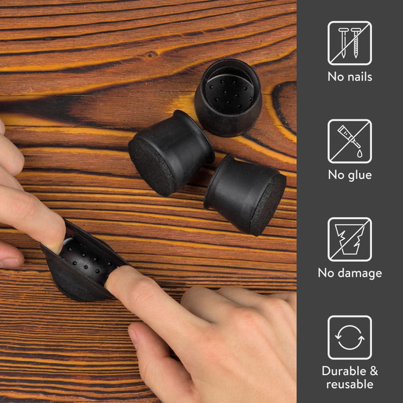 Aneaseit Chair Leg Floor Protectors - Felt Bottom Silicone Pads for Hardwood Floors & Furniture Feet - Chair Leg Caps - Rubber Caps for Chairs - Floor Protectors for Furniture - Image 2