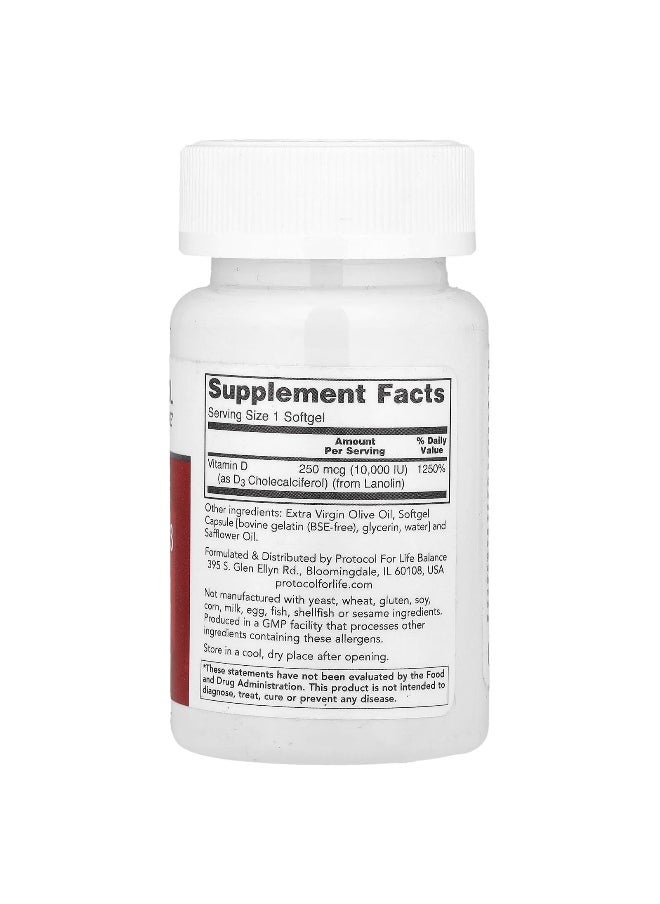 Protocol For Life Balance - Protocol for Life Balance, Vitamin D3, High Potency, 10,000 IU, 120 Softgels - Image 1