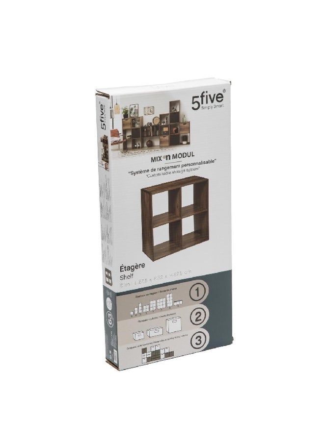 Five Simply Smart 4-Compartment Mix N Modul Wooden Storage Shelf Brown 67.5 x 32 x 67.5 cm 167863  - Image 2