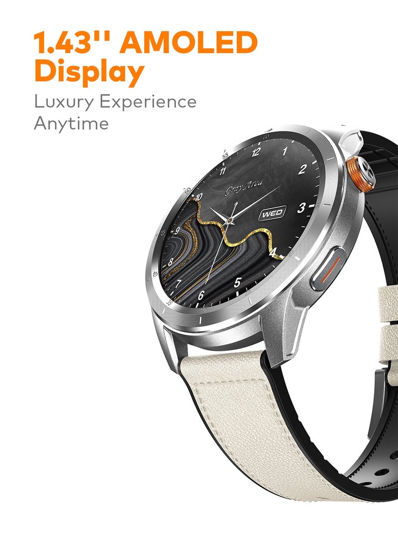 ITEL 400 mAh N10 Smartwatch – 1.43" AMOLED Display, GPS 5-Satellite Tracking, Corning Gorilla Glass, 12-Day Battery Life, 5ATM Swimming Waterproof Aluminium Silver - Image 2