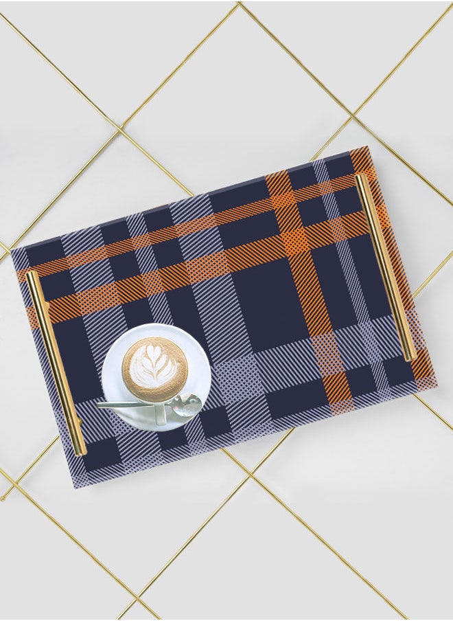 LOWHA Decorative Acrylic Serving Tray with Gold Color Metal Handles Fabric Shape 20x30cm  - Image 5