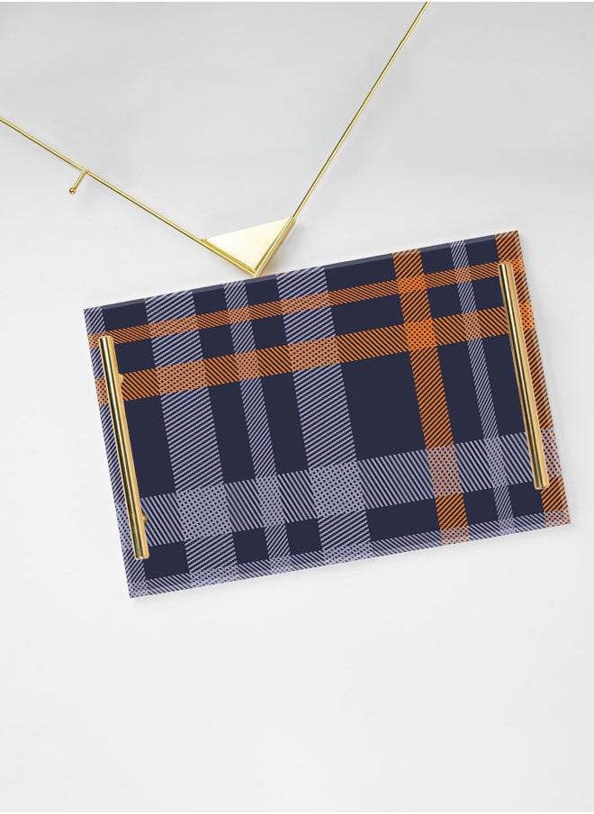 LOWHA Decorative Acrylic Serving Tray with Gold Color Metal Handles Fabric Shape 20x30cm  - Image 3