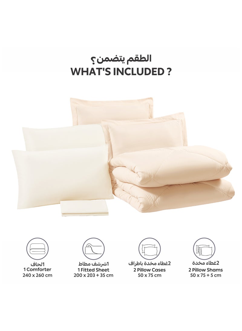 Donetella Bedding Comforter Set, King Size Fits 200x200 cm - 6-Pcs Solid Quilted Bed Set, Microfiber Fabric - 1 Comforter, 1 Fitted Sheet, 2 Pillow Shams, 2 Pillowcases  - Image 4