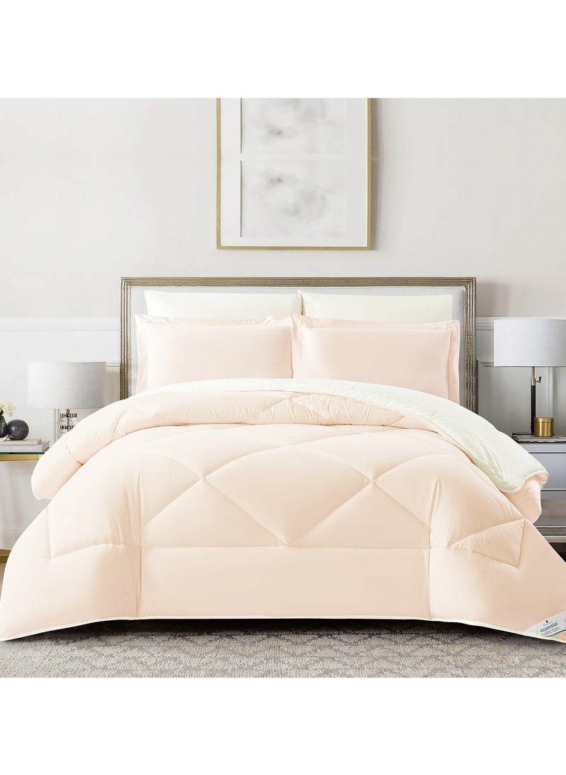 Donetella Bedding Comforter Set, King Size Fits 200x200 cm - 6-Pcs Solid Quilted Bed Set, Microfiber Fabric - 1 Comforter, 1 Fitted Sheet, 2 Pillow Shams, 2 Pillowcases  - Image 1