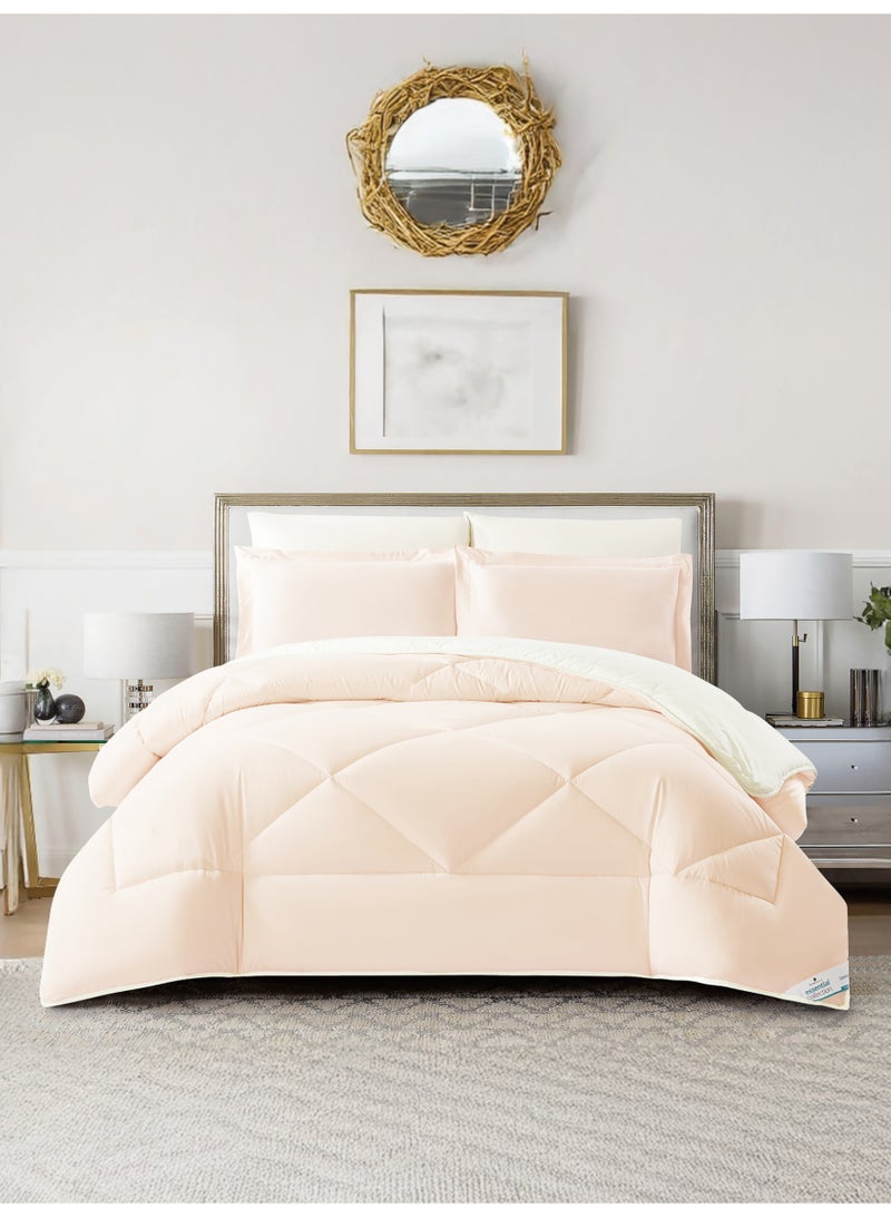 Donetella Bedding Comforter Set, King Size Fits 200x200 cm - 6-Pcs Solid Quilted Bed Set, Microfiber Fabric - 1 Comforter, 1 Fitted Sheet, 2 Pillow Shams, 2 Pillowcases - Image 1