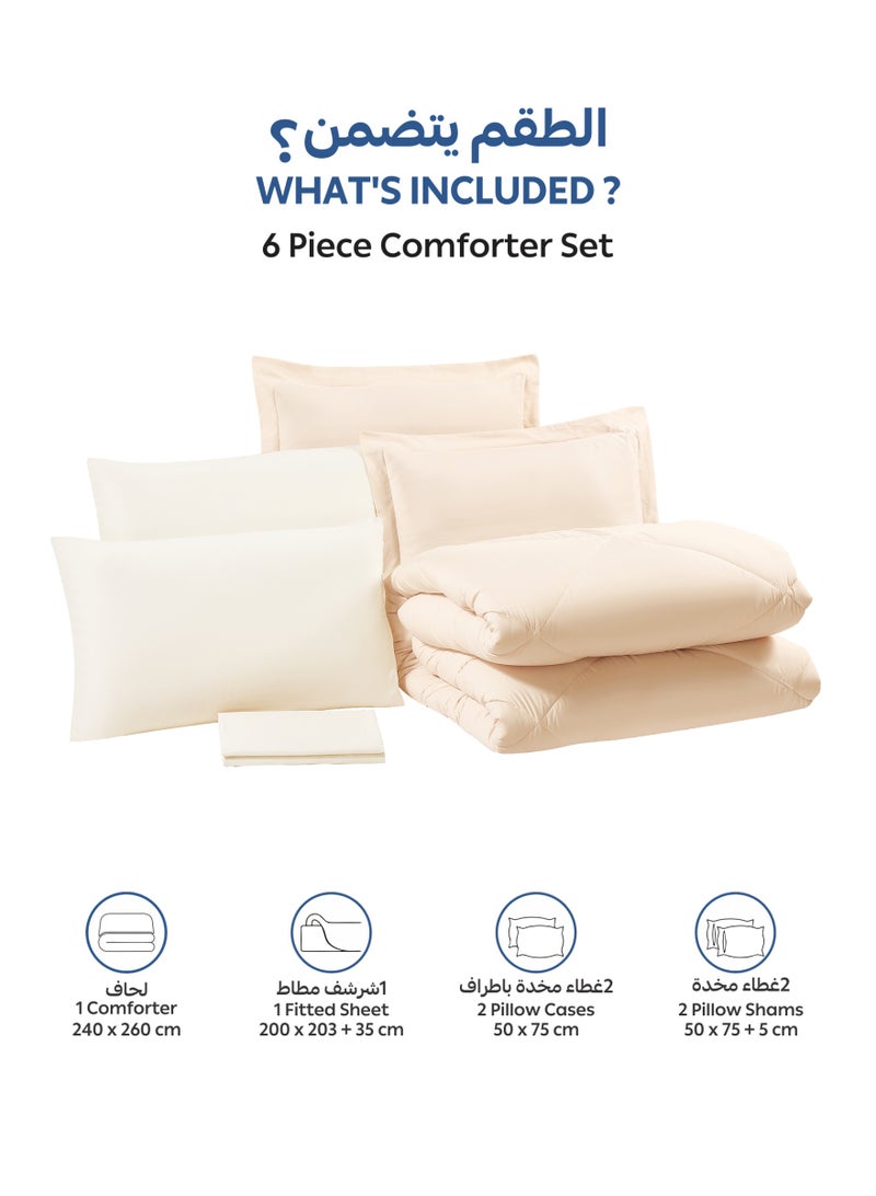 Donetella Bedding Comforter Set, King Size Fits 200x200 cm - 6-Pcs Solid Quilted Bed Set, Microfiber Fabric - 1 Comforter, 1 Fitted Sheet, 2 Pillow Shams, 2 Pillowcases - Image 3