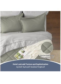 Donetella Lightweight Comforter Set 6-Pcs Double Size Solid Bedding Comforter Sets With Plain Diamond Quilting And Down Alternative Filling,Lemon Grass  - Image 2