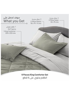 Donetella Lightweight Comforter Set 6-Pcs Double Size Solid Bedding Comforter Sets With Plain Diamond Quilting And Down Alternative Filling,Lemon Grass  - Image 3