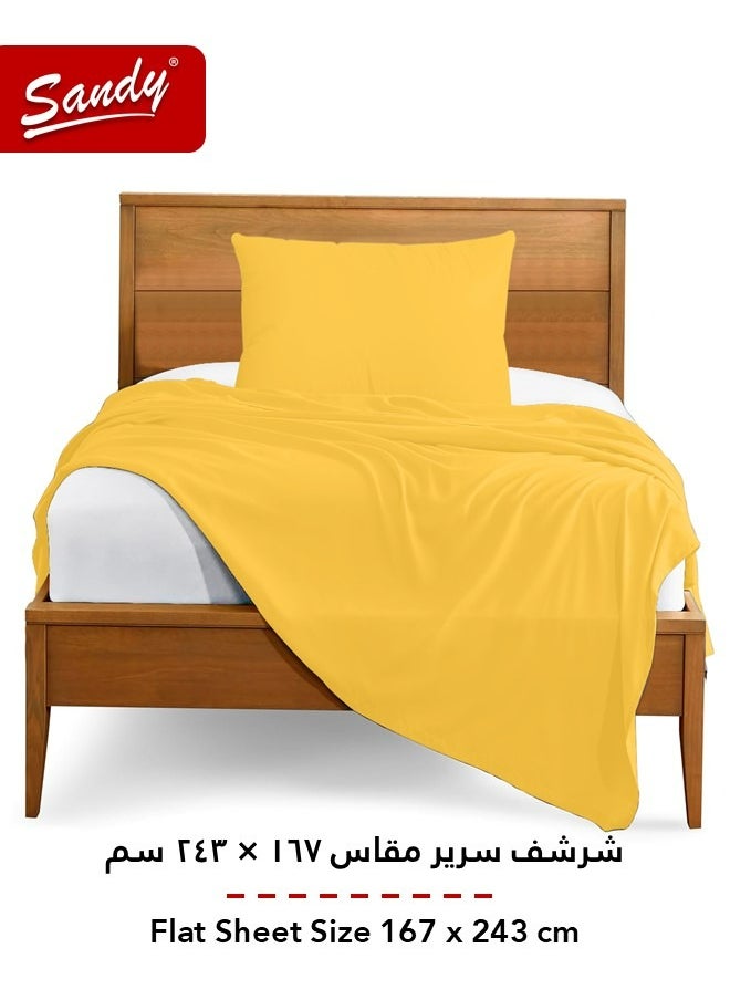 Sandy Sandy Premium Hotel Quality Flat Sheet and Pillow Case, Bed Sheet 2 Pieces Set, Soft & Breathable and Cooling, Extra Twin Size 243 x 167 cm, Canary  - Image 3