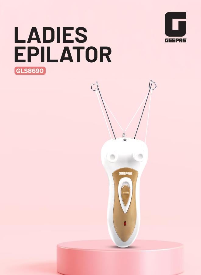 GEEPAS Rechargeable Ladies Epilator Set Safe Epilation Of All Body Parts, Great For Travel, Electric Threading Removers, Minimizes Pain, Smoother Faces, Quick And Effective White/Gold - Image 2