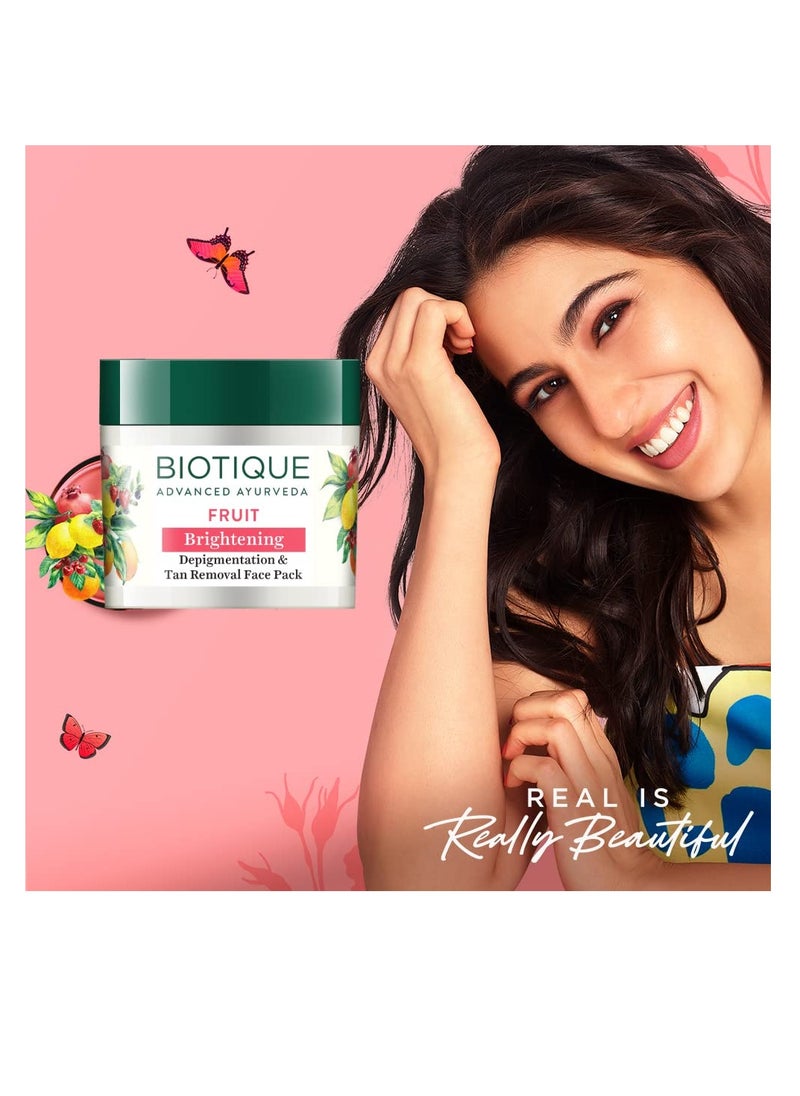 Biotique Fruit Brightening Depigmentation and Tan Removal Face Pack  Ayurvedic and Organically Tan Removal Face Pack for All Skin Types 100%  Botanical Extracts 75gm  - Image 2