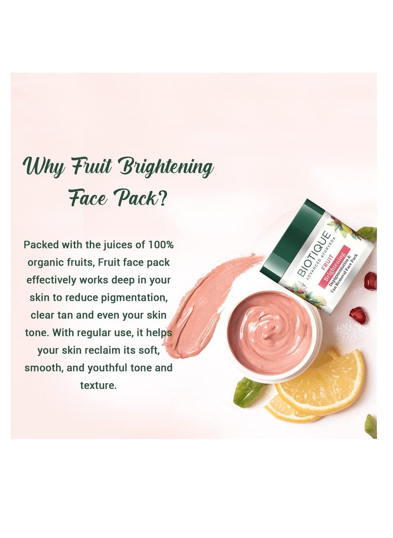 Biotique Fruit Brightening Depigmentation and Tan Removal Face Pack  Ayurvedic and Organically Tan Removal Face Pack for All Skin Types 100%  Botanical Extracts 75gm  - Image 5