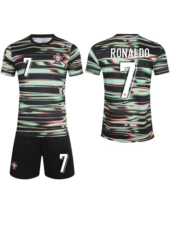 Ronaldo 2025-2026 الموسم #7 رونالدو تدريب كرة القدم جيرسي السراويل دعوى حجم الأطفال وحجم الكبار ، هدية للجماهير والأصدقاء - Image 1