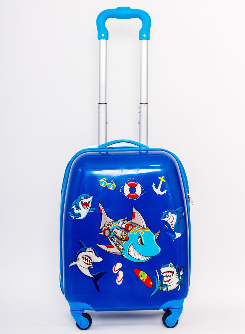 MNUK Fish Character Hard-Sided Polycarbonate Kids Trolley Bag-16 Inches| Blue-106 - Image 1