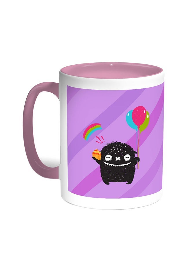 RYN Cartoon Drawing - The Joy Of Eid Printed Coffee Mug Pink/White 11ounce