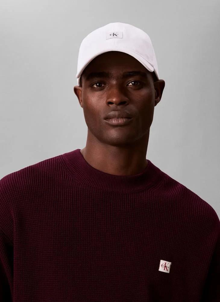 CALVIN KLEIN Bright White Monogram Woven Patch Cap  | Best Price UAE
