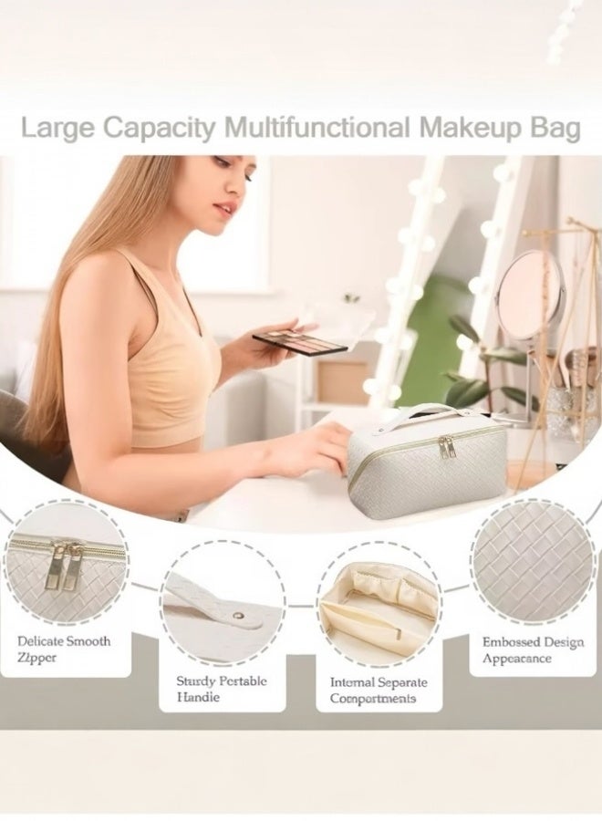 Glowudz Large Capacity Travel Cosmetic Bag PU Leather Waterproof Makeup Organizer Bag  - Image 2