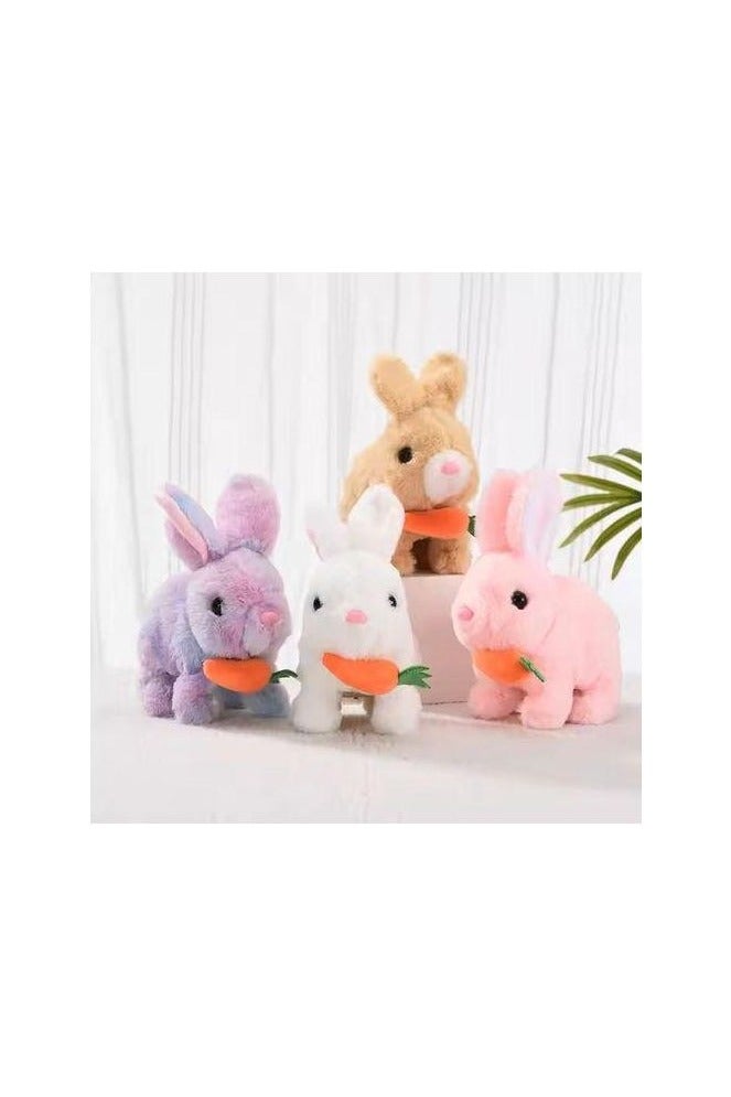 Interactive Electronic Pet Plush Bunny Toy With Sounds Twitch Nose Hopping Rabbit With Carrot Gift For Toddlers Birthday - Image 5
