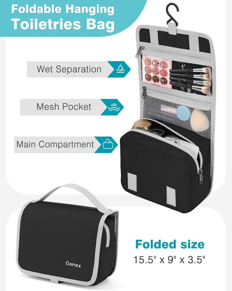 Gonex 10 Set Compression Packing Cubes, Expandable Storage Travel Bags for Suitcase, Luggage Organizers with Hanging Toiletry Bag Laundry Bag Shoe Bag Accessories Bag (Black) - Image 4