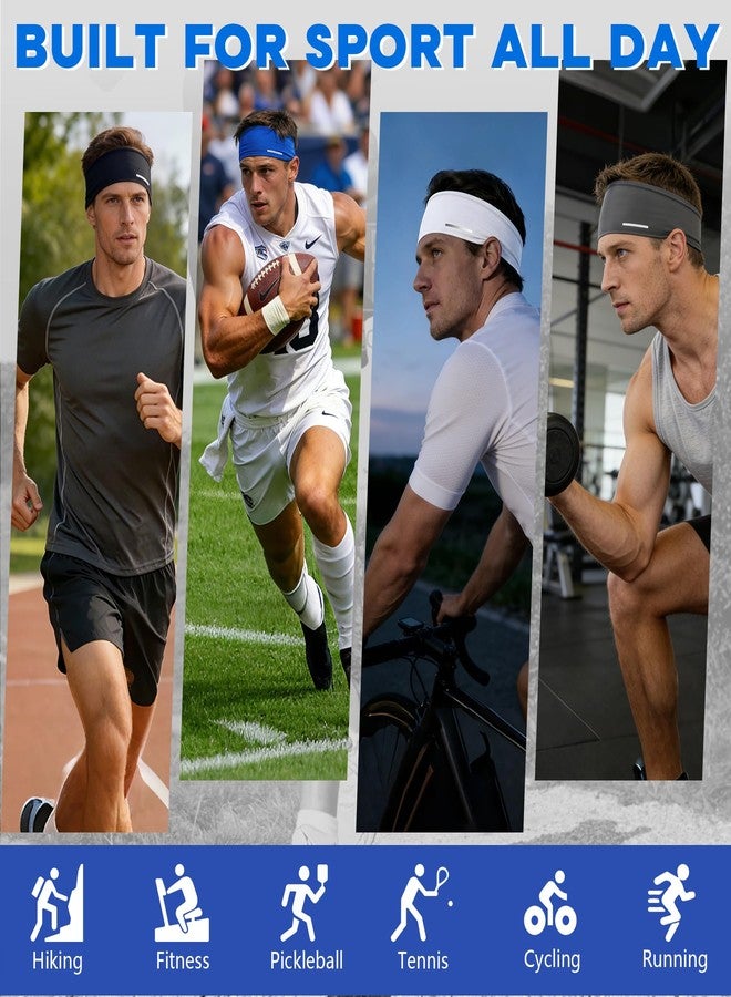 Sukeen Lightweight Sports Headbands for Men, Moisture Wicking Sweat Bands Headbands Non-Slip, Reflective Elastic Mens Headband for Running, Cycling, Gym, Fitness, Sports, Black - Image 5