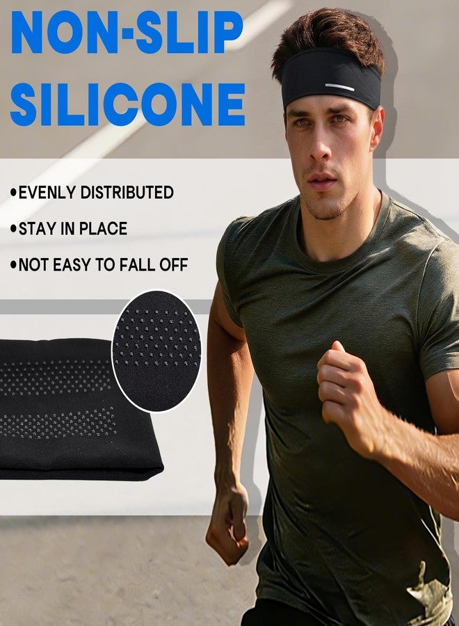 Sukeen Lightweight Sports Headbands for Men, Moisture Wicking Sweat Bands Headbands Non-Slip, Reflective Elastic Mens Headband for Running, Cycling, Gym, Fitness, Sports, Black - Image 3