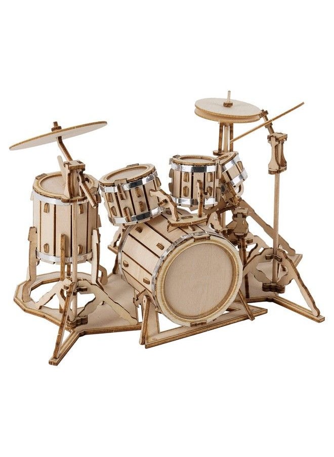 Robotime Wooden Craft Kits For Kids 3D Wooden Puzzle Diy Model Drum Kit To Build For Boys Adorable Home Decoration For Teens  - Image 1