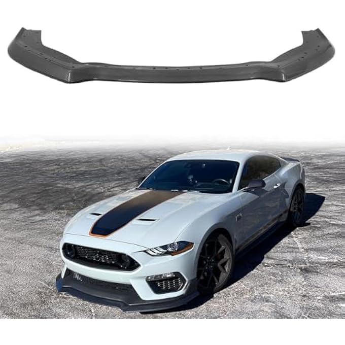 HYPER GLORY Front Bumper Lip Compatible with 2021-2023 Ford Mustang Mach 1 Models, Carbon Fiber Print Handling Package Style PP - Polypropylene Front Lower Chin Spoiler Protector, 1 PC - Image 1