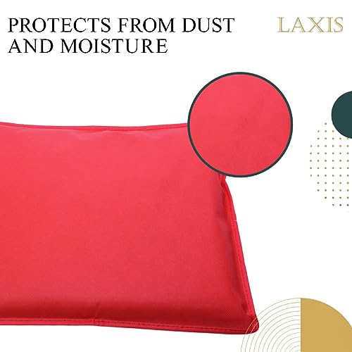 LAXIS® Non-Woven Single Saree Bags, Red Transparent Saree Covers With Zip, Saree Covers For Storage, Wardrobe Organiser, Size-36x42x2 CM (Pack of 10) - Image 3
