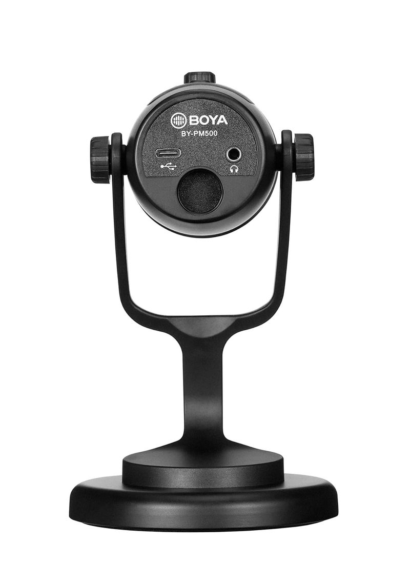 BOYA - BOYA BY-Pm500 USB Condenser Microphone with Table Stand for Streaming, Podcasting, YouTube, Windows, Mac, PC, Smartphones with USB Type-C Port, Black, UHF - Image 1