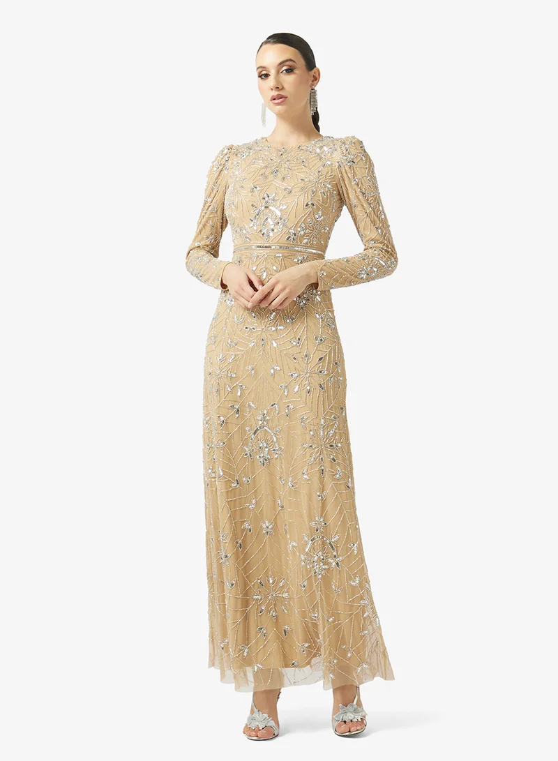 Puff Sleeve Sequin Maxi Dress
