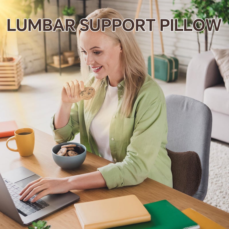 ROYALAY Sherpa Lumbar Support Pillow for Recliner, Memory Foam Back Pillow for Chair, Warm Couch Back Cushions for Elderly with Machine Washable Cover, Lumbar Pad for Car Office Chair, Brown - Image 3