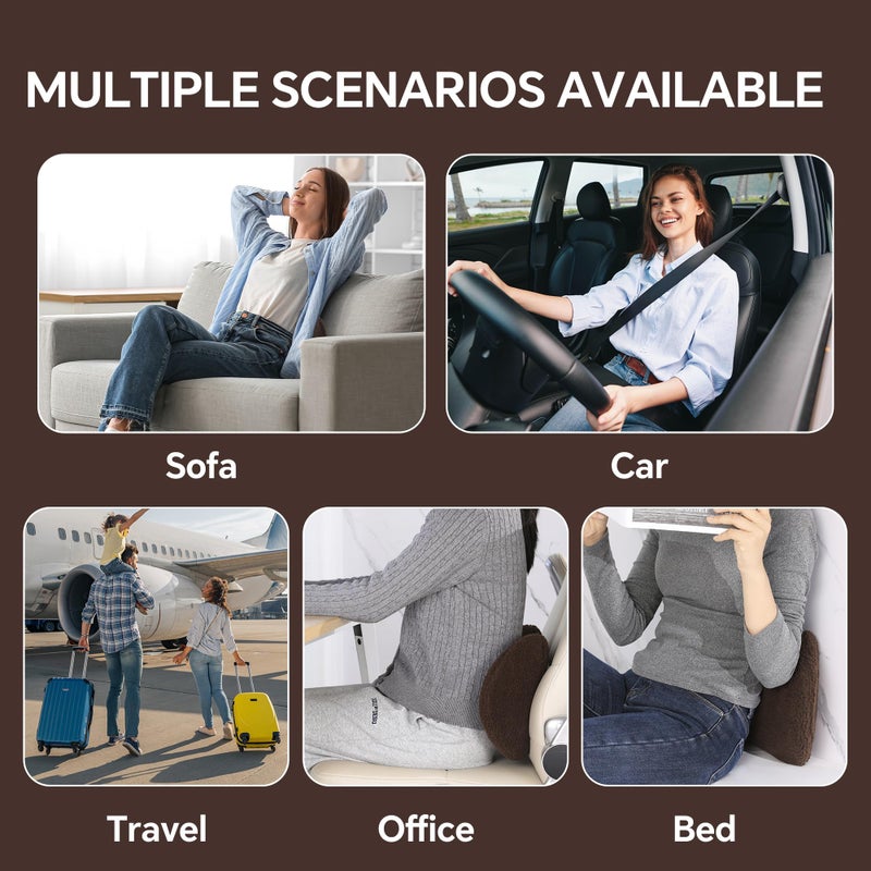 ROYALAY Sherpa Lumbar Support Pillow for Recliner, Memory Foam Back Pillow for Chair, Warm Couch Back Cushions for Elderly with Machine Washable Cover, Lumbar Pad for Car Office Chair, Brown - Image 4