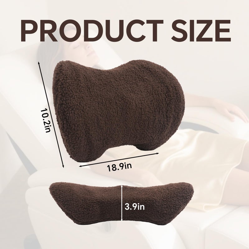 ROYALAY Sherpa Lumbar Support Pillow for Recliner, Memory Foam Back Pillow for Chair, Warm Couch Back Cushions for Elderly with Machine Washable Cover, Lumbar Pad for Car Office Chair, Brown - Image 2