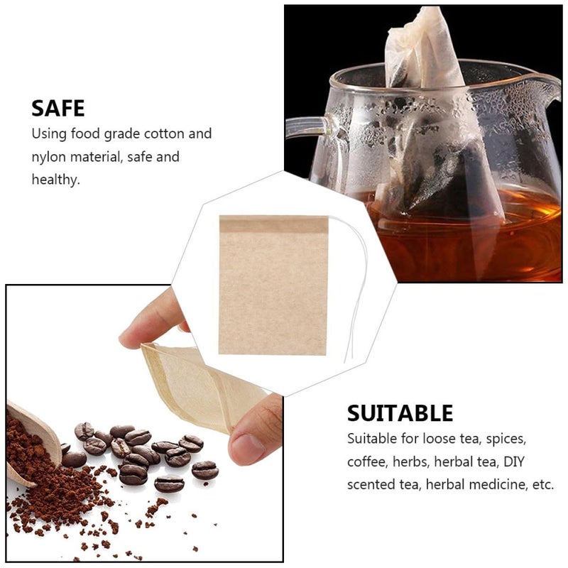 100 Disposable Cotton Tea Filter Bags Drawstring 8x10cm For Loose Leaf Tea And Spices - Image 4