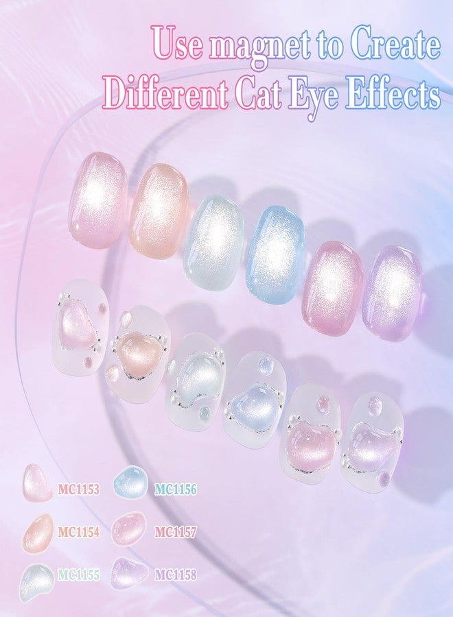 دابل ريذم مجموعة طلاء أظافر جل عيون القطة من دبل ريذم، 6 ألوان، لامعة، مع مغناطيس، عاكس للأشعة فوق البنفسجية، مجموعة طلاء أظافر مغناطيسية (6-Kit-47) - Image 4
